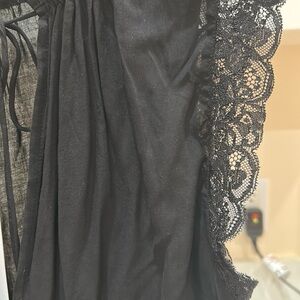 Velvet Black Lace Trim Blouse